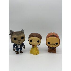 Funko Pop! Disney Beauty & the Beast Figures Lot Belle 242, Beast 243, Cogsworth